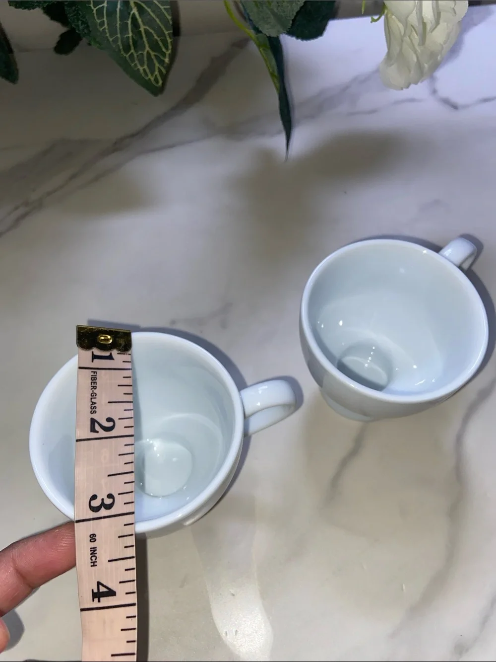 Vintage Set Of 2 Crate & Barrel White Espresso Demitasse Cup Mug 4 oz 3” Tall